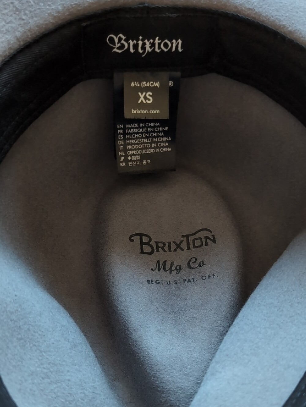 Brixton Gray Felt Fedora XS 54 cm with Black Trim - Picture 2 of 4
